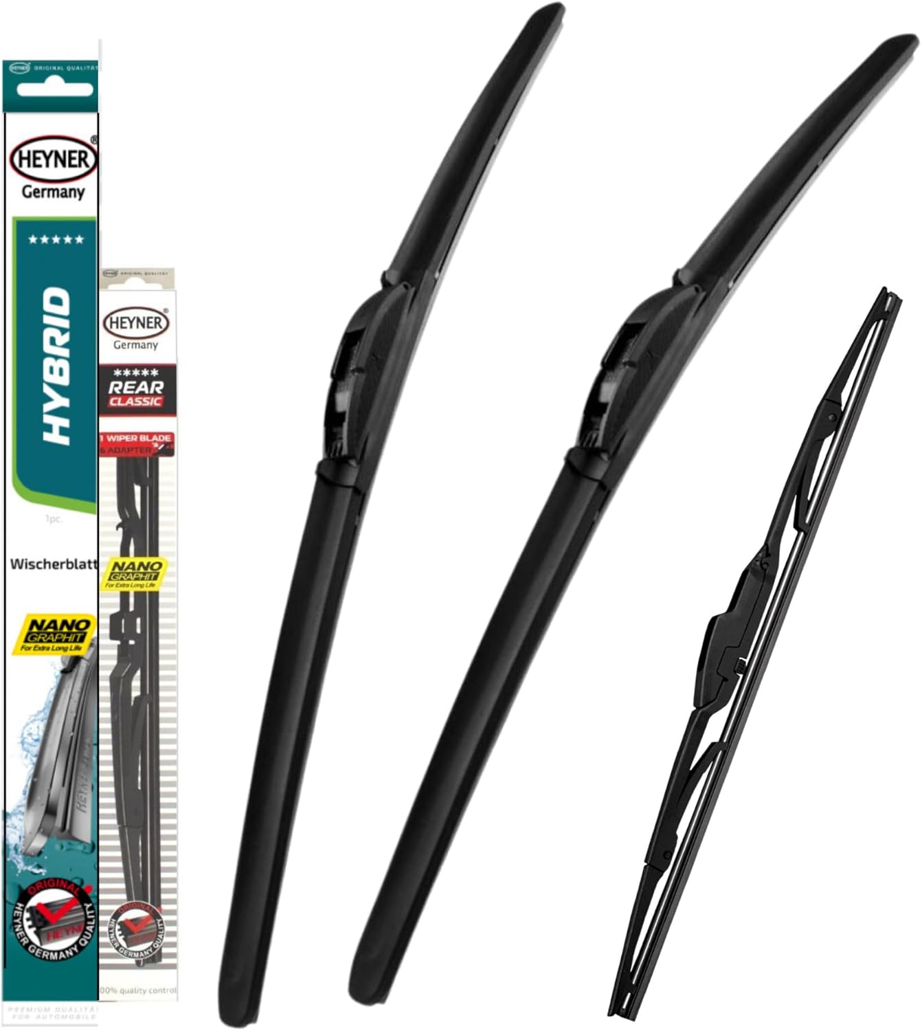 Heyner Fits: Daihatsu Sirion 2005-onwards Full Set Hybrid Wiper Blades Front Rear HH2016H14HRC