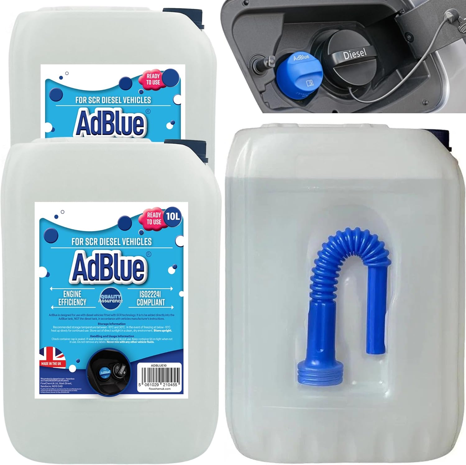 STORM TRADING GROUP AdBlue 5L & 10L Makes & Models Complete With Easy To Pour Spout Preventing Spills (1, 5 Litres)
