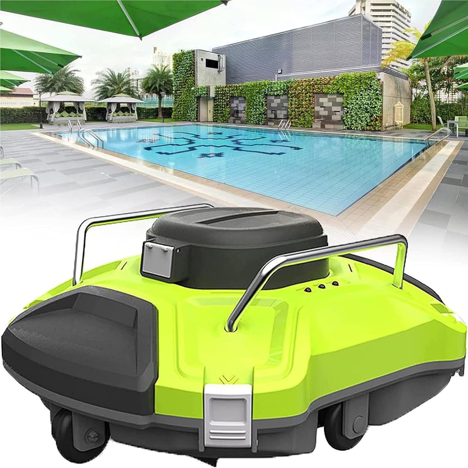 RayGenius Robotic Pool Cleaners, Robotic Pool Cleaner Cordless Pool Vacuum Fully Automatic Swimming Pool Cleaning Robot White for Above/In-Ground Pools