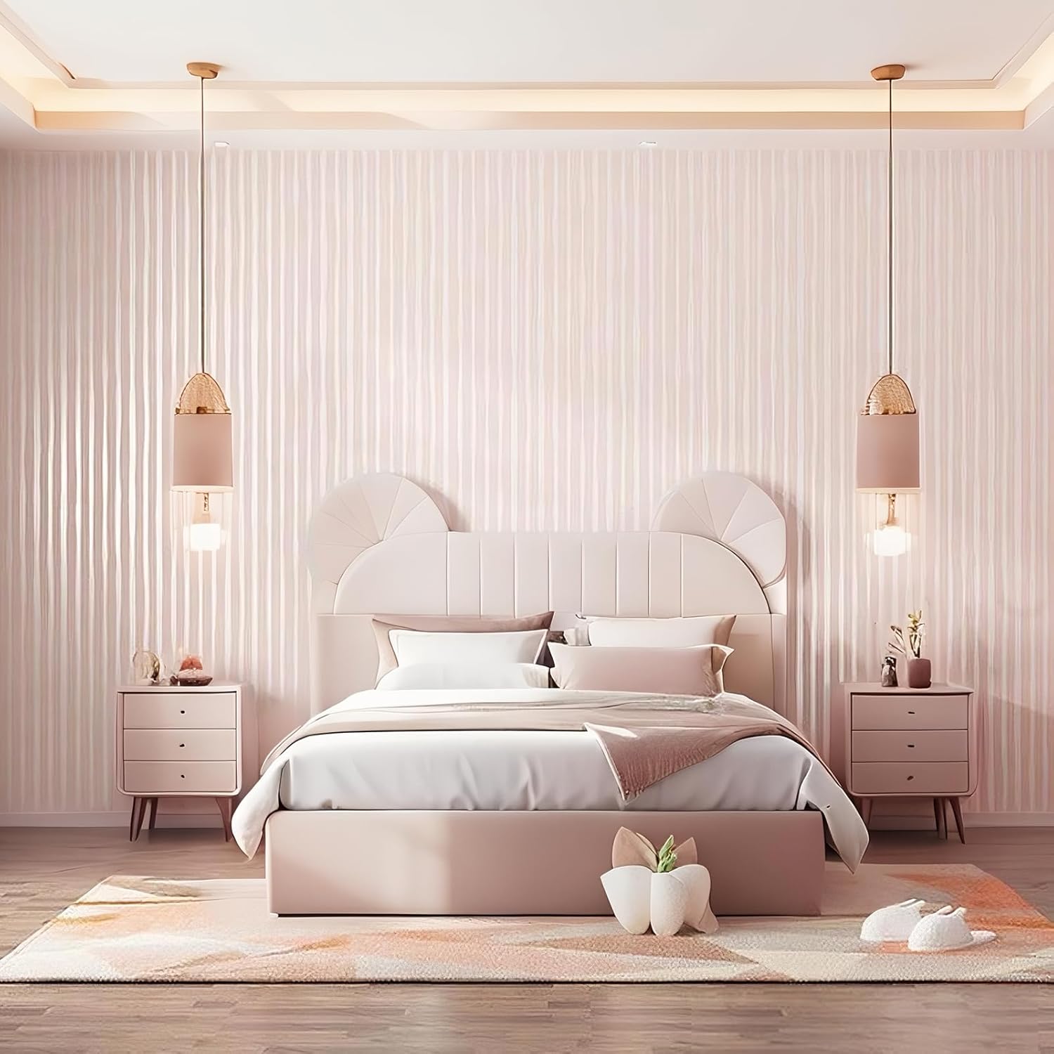 Trafagala Girls Wallpaper for Bedroom Striped Pink Wallpaper for Women Adults Living Room TV Backdrop Hallway Hall