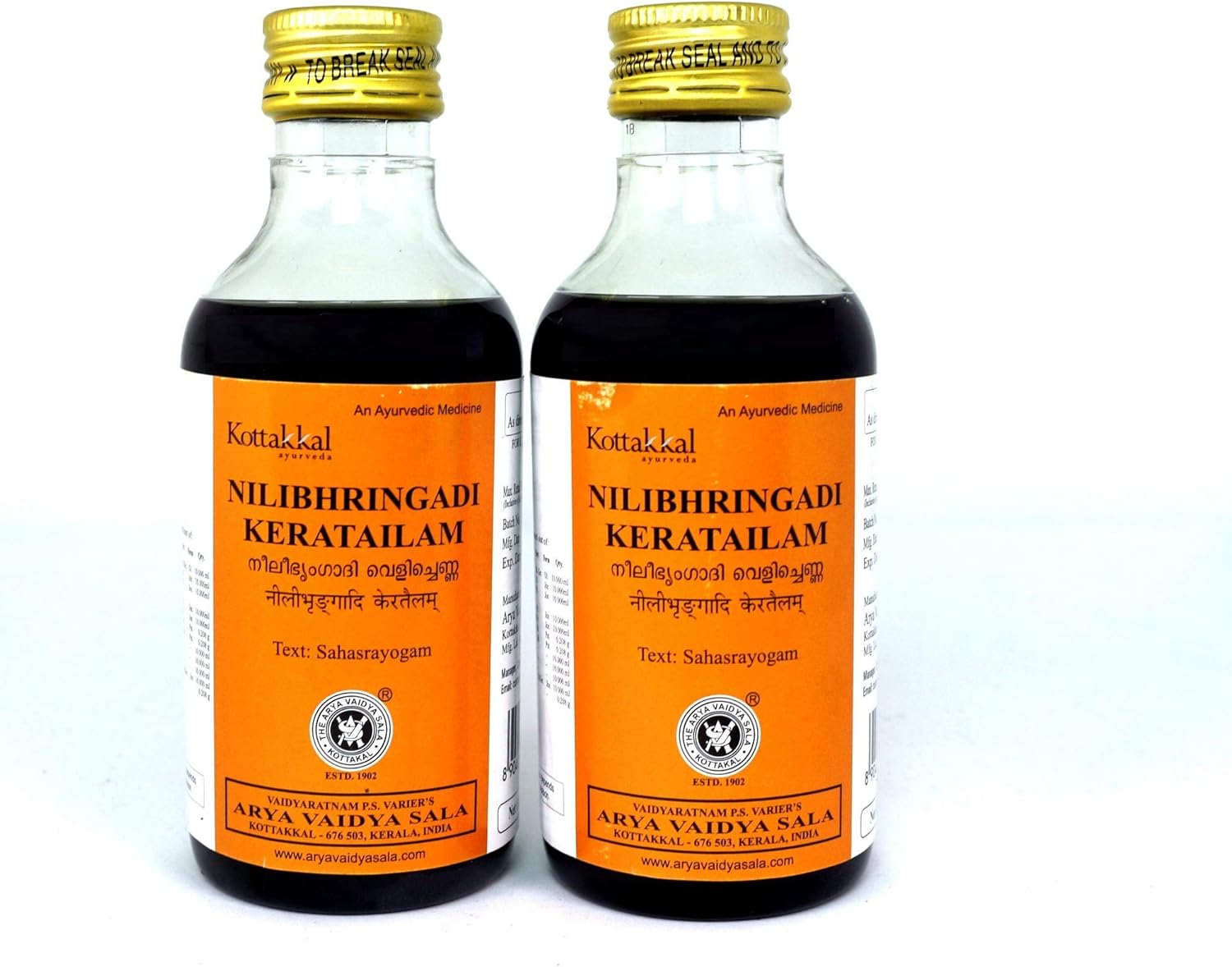 Kottakkal Arya Vaidya Sala Neelibringadi Kera Tailam -200 Ml (Pack of 2)