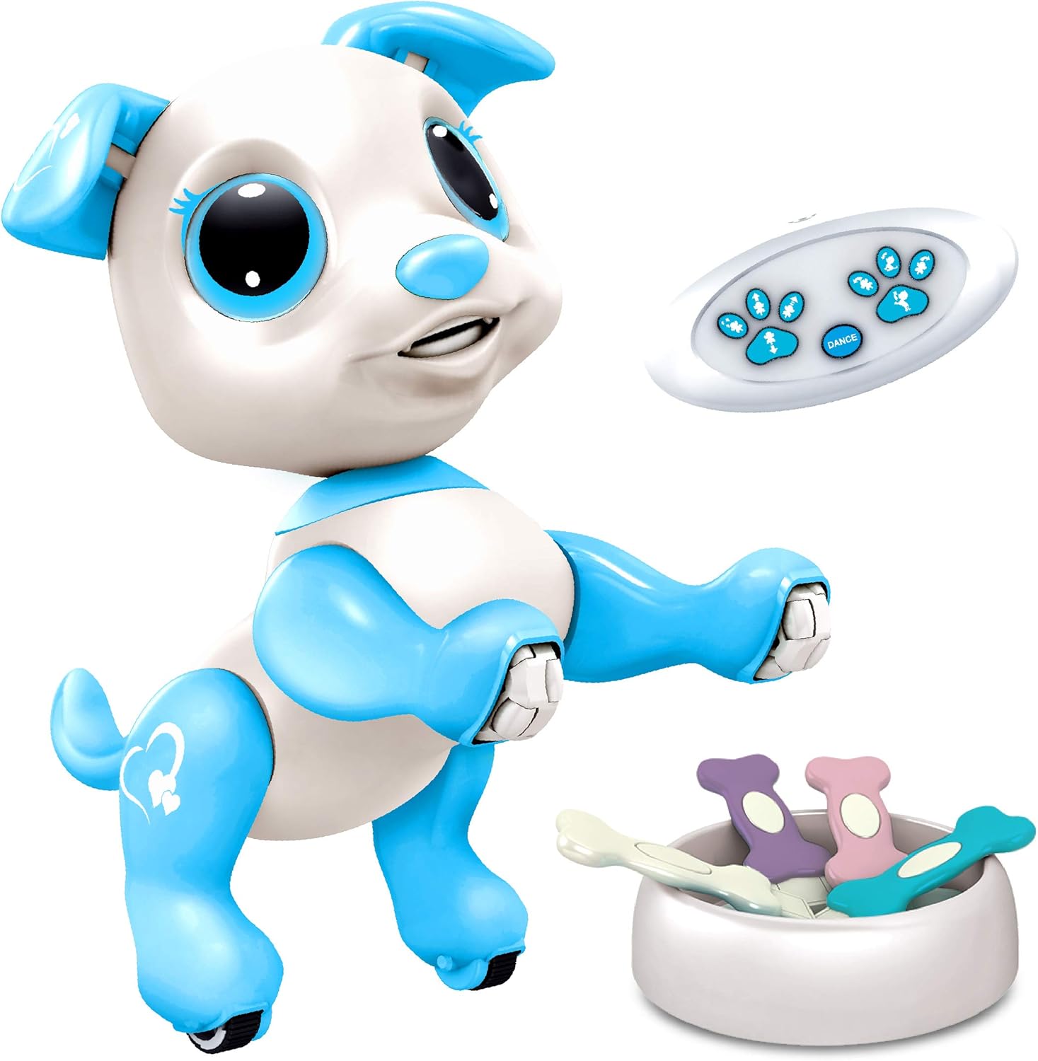Robo Pets Robot Dog Toy for Girls and Boys - Remote Control Robot Toy Puppy with LEDs, Sound FX, Interactive Hand Motion Gestures, STEM Program Treats, Dancing and Walking RC Pet for Kids (Blue)