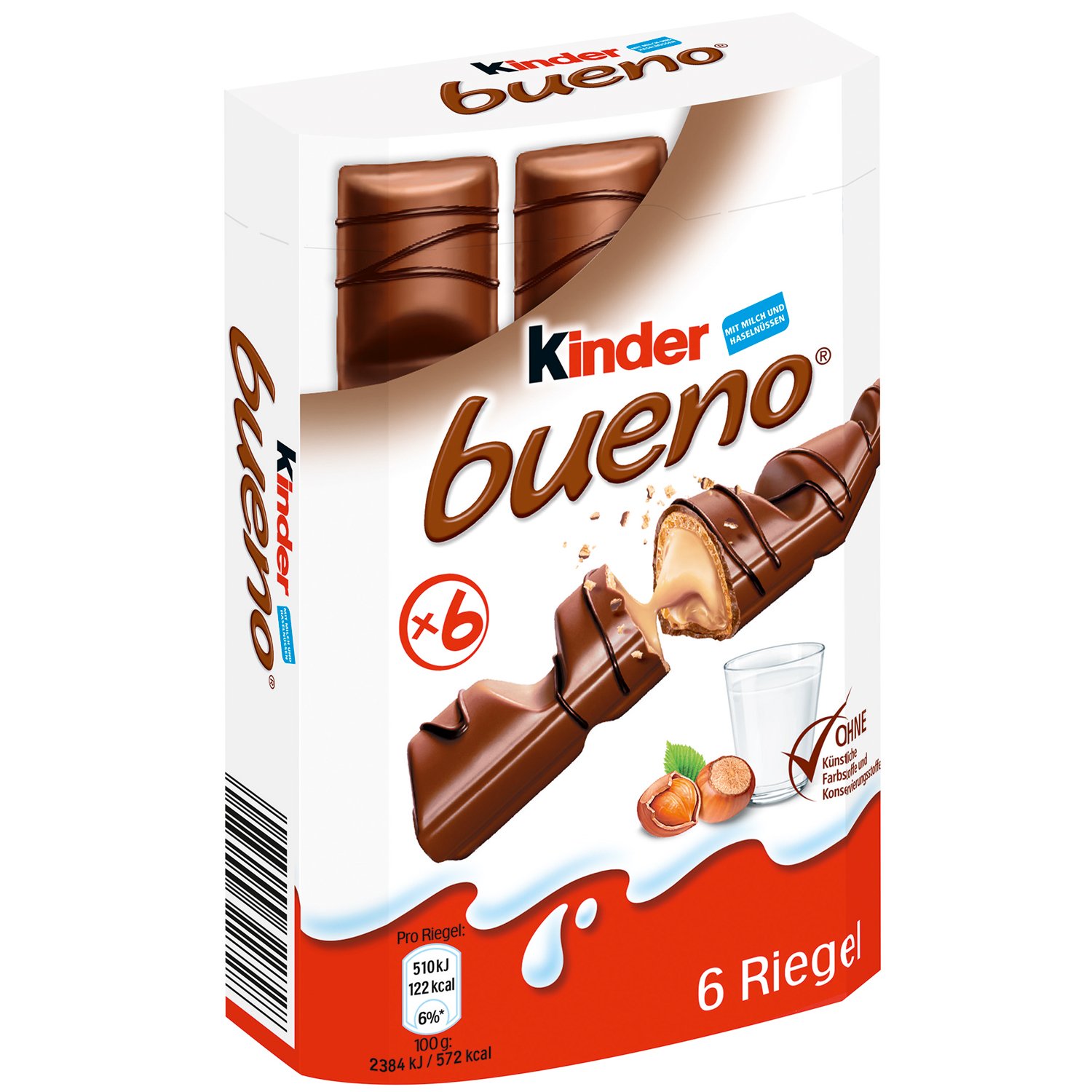 Kinder Bueno Milk Chocolate, 43g (Pack of 6)