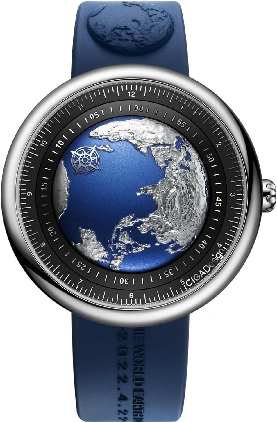CIGA Design Mechanical Automatic Watch Blue Planet U Series Stainless Steel/Titanium/Ceramics Case Sapphire Crystal Fluororubber/Ceramics Strap Watches Gifts for Men and Women