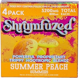 Proprietary Nootropic Gummy 8000mg - Lion's Mane, Reishi, Chaga, and Cordycep Nootropic Tripee Mushroom Blend (4, Summer Peach)