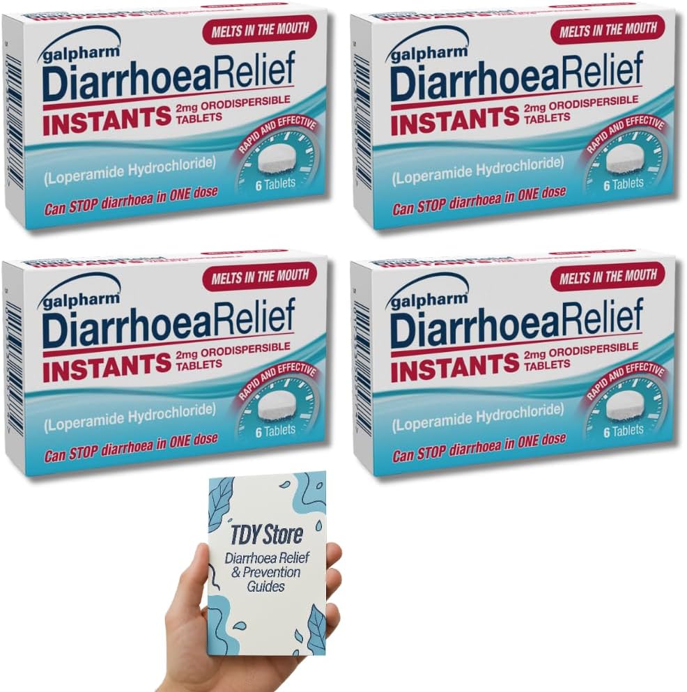 Diarrhoea Relief Instant (4 Pack), TDY Bundle Including Diarrhoea Causes & Relielf Guides + Stool Chart & Recording Chart