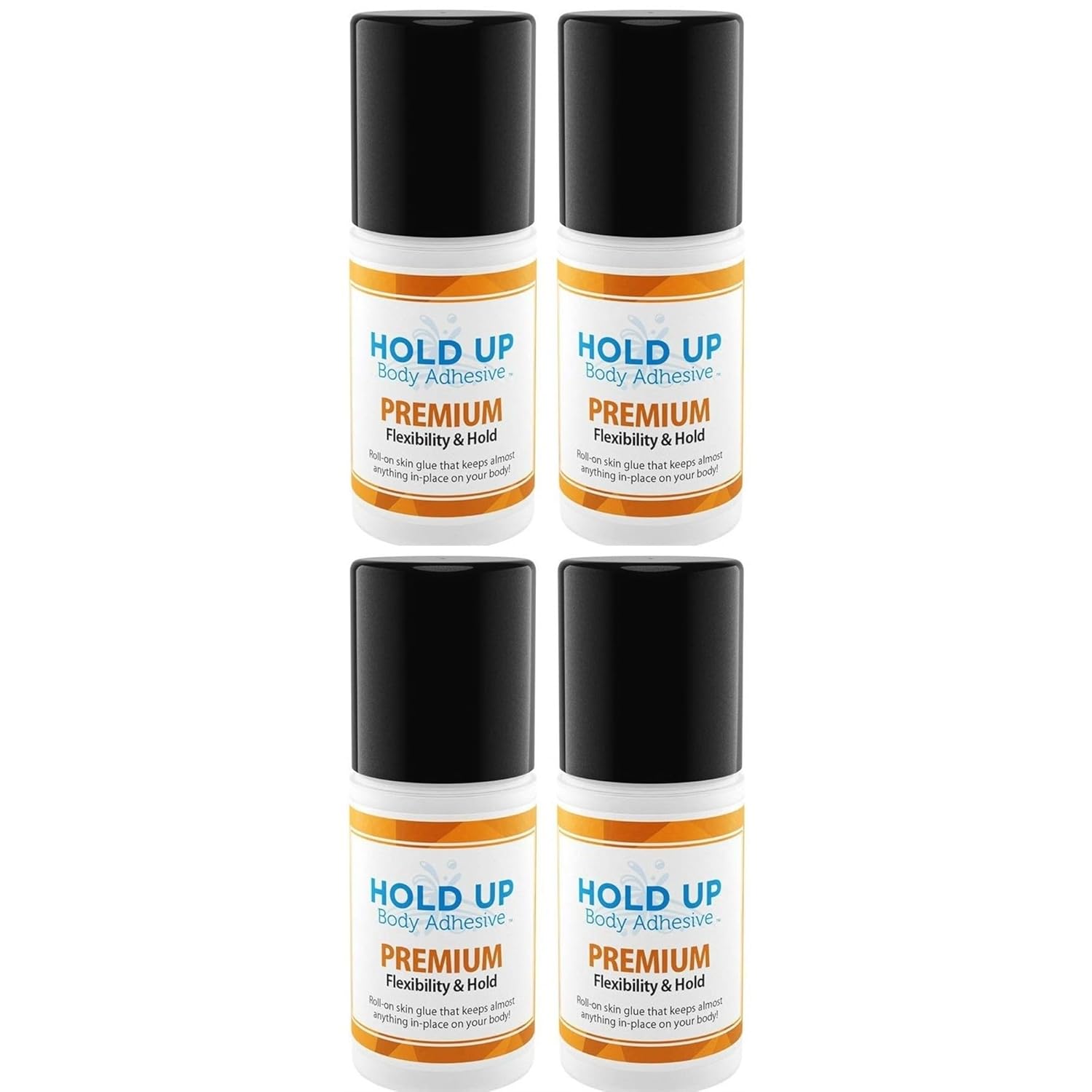 Premium – Body Glue for Dancers Roll On Skin Adhesive for Compression Socks Thigh Highs Costumes Clothing Lingerie Fashion Cosplay – 2 oz Roll On, 4-Pack