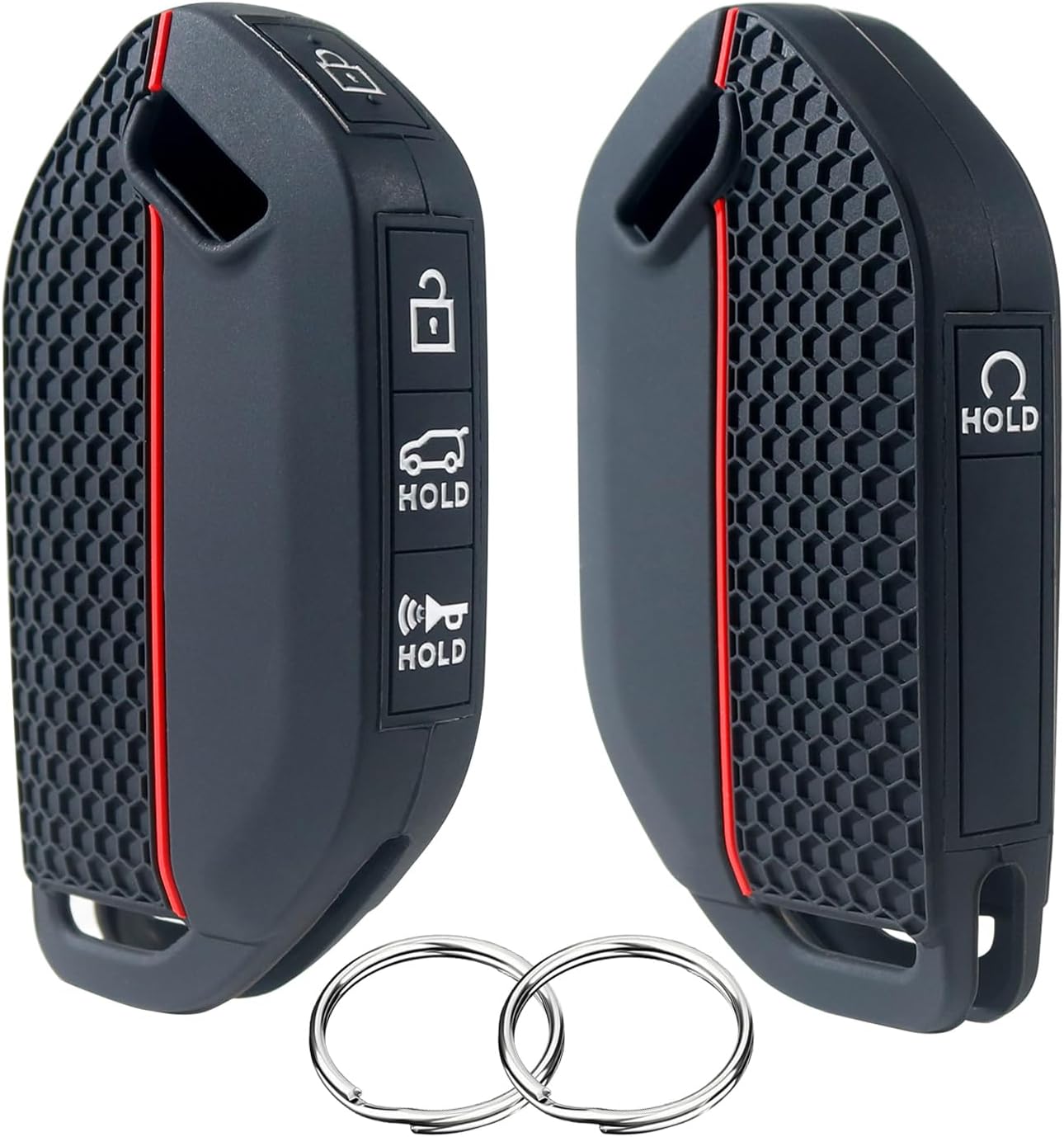 Key Fob Cover for Kia Telluride Accessories 2023 2024 2025 5 Buttons Key Fob Shell Portector Smart Remote Silicone Case (Black, 2 Pcs)