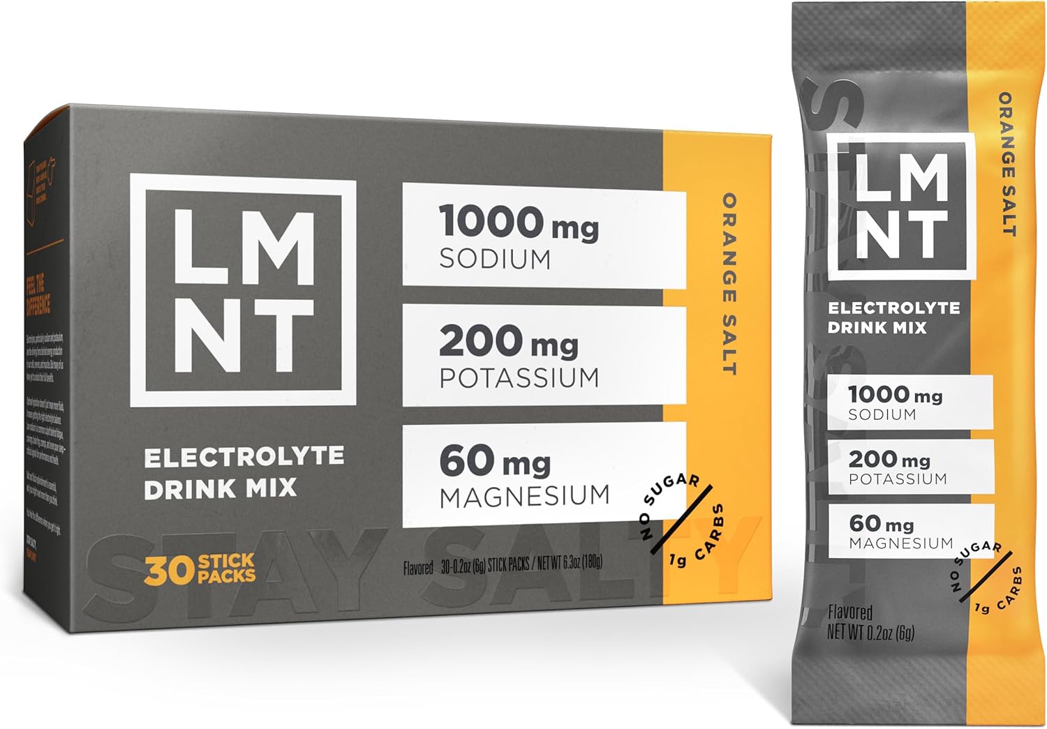 LMNT Zero Sugar Electrolytes - Orange Salt | Drink Mix | 30-Count