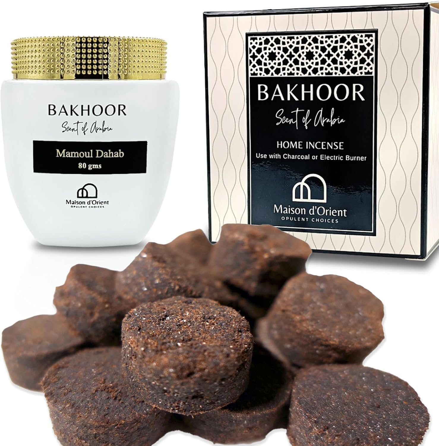Mamoul Gharam 80g Incense Perfume (Pressed Resin Disks) | Use with Coals or Bakhoor Burner Electric (Oud Candle) | Meditation Decor & Stress Relief | Special Oud Perfume (Incensario Arabe)