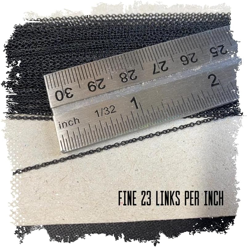 12" of fine scale model chain | 23/28 links per inch | 1.2 x 1mm | Matt Black | HO OO O G