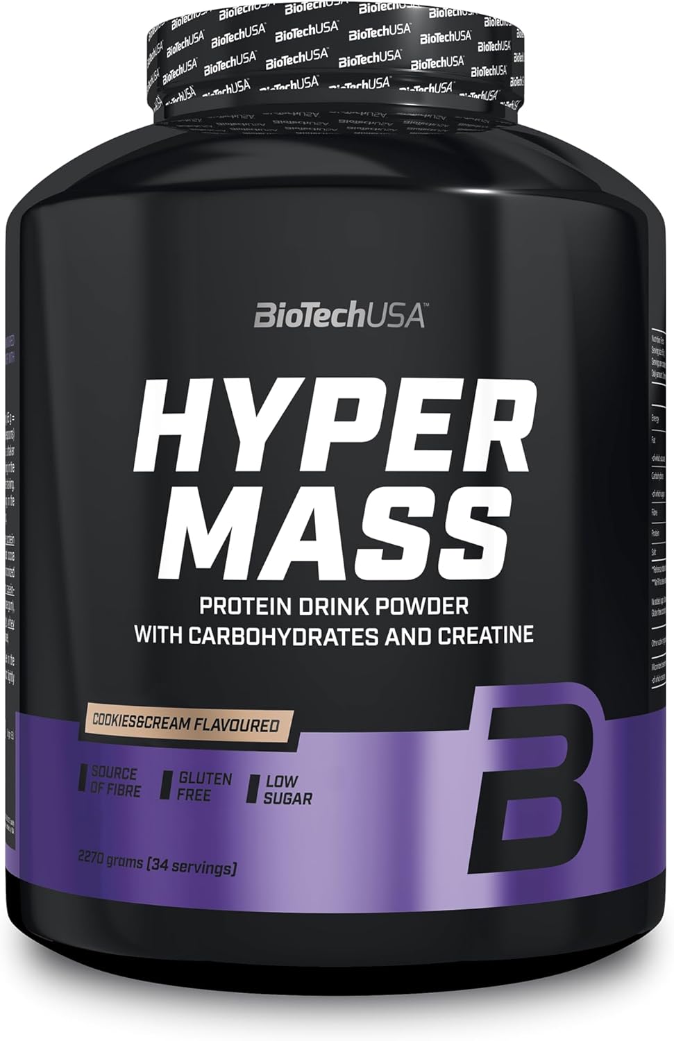 BioTechUSA Hyper Mass - Mass Gainer with Carbs & Protein Blend | Micronised Creatine | Gluten-Free, 2.27 kg, Cookies & Cream