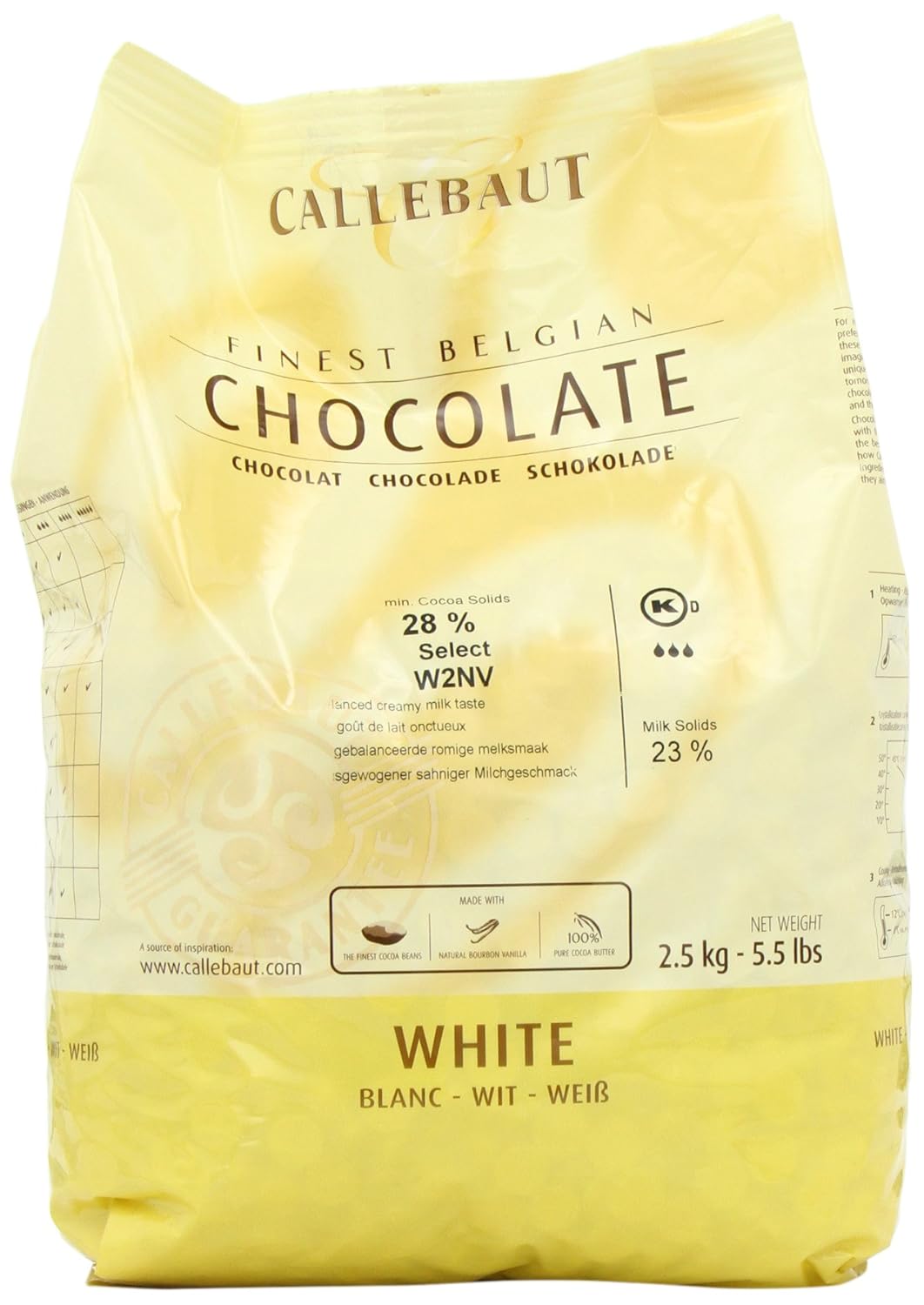 Callebaut - W2 White Chocolate Callets - 5.5 lb Bag