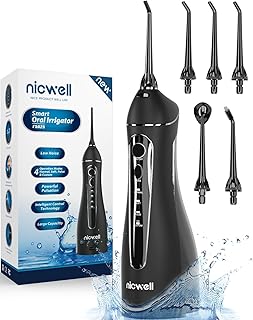 Nicwell Water Dental Flosser Teeth Pick - Cordless Portable 4 Modes Rechargeable Flossers Oral Irrigator IPX7 Waterproof Travel Gum Floss Cleaner Deep Cleaning Flossing Picks for Home Daily Shower