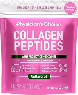 Physician's CHOICE Collagen Peptides - Hydrolyzed Protein Powder for Hair, Skin, Joints - Grass Fed, Non-GMO