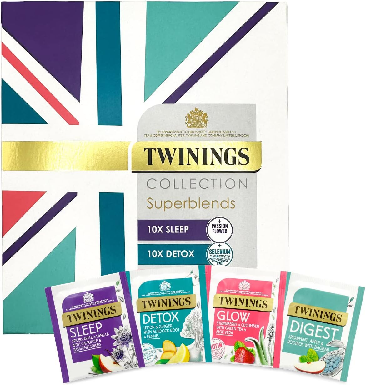 Twinings Superblends Collection | A selection pack of our four bestselling herbal infusion blends | 40 individually wrapped tea bags