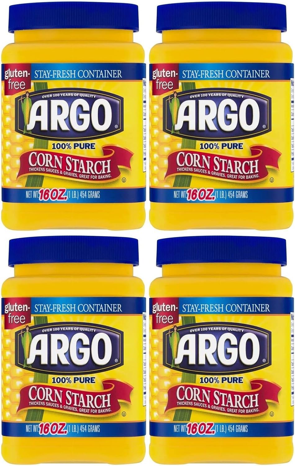 Argo 100% Pure Corn Starch (16 oz) 454g -- (Pack of 4) USA Import