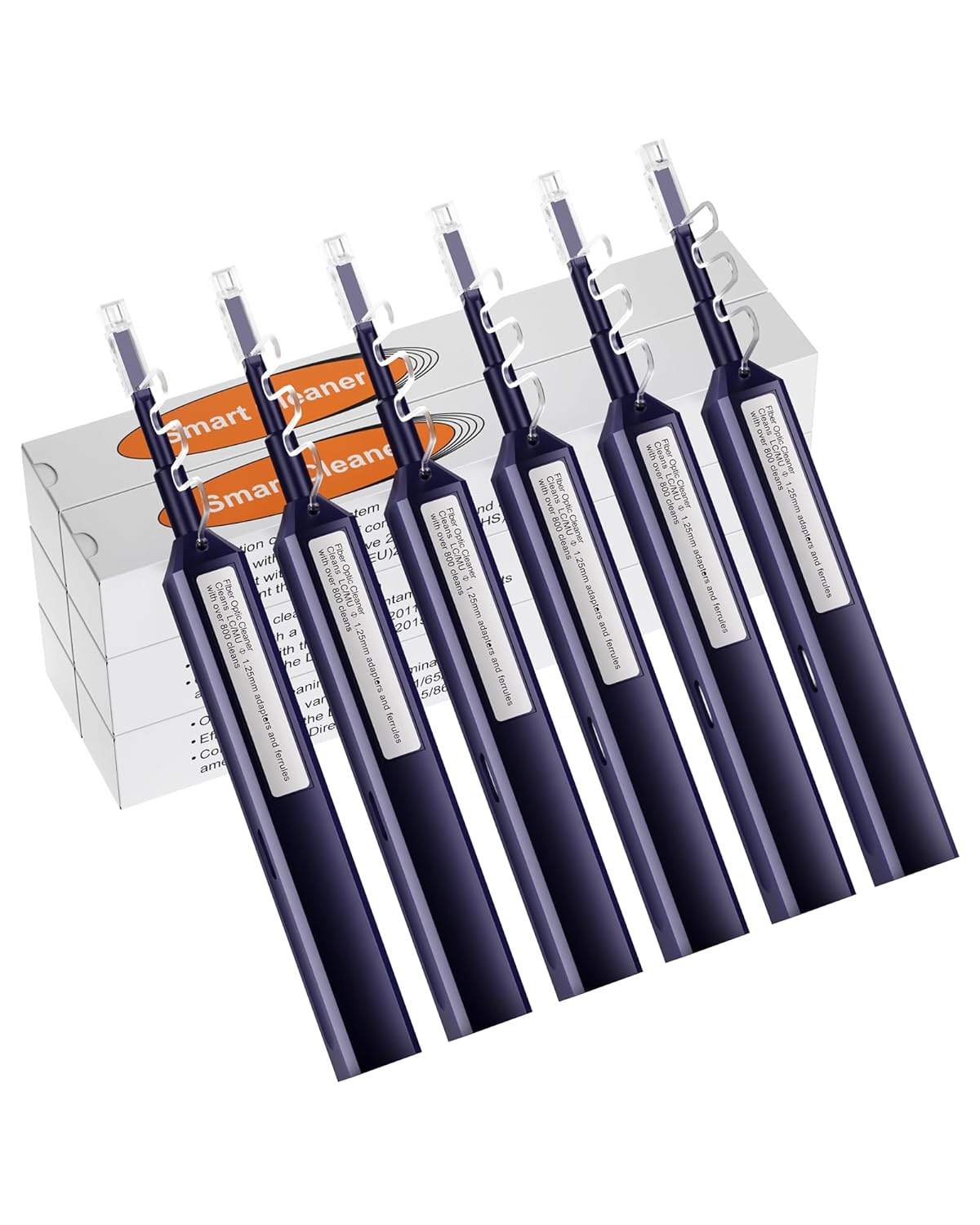6PCS LC Fiber Cleaning Pen, LC One Click Cleaner, LC/MU 1.25mm Ferrule Connectors Fiber Cleaner Endface Fiber Optic Cleaning Pen with Cleans Over 800 Times