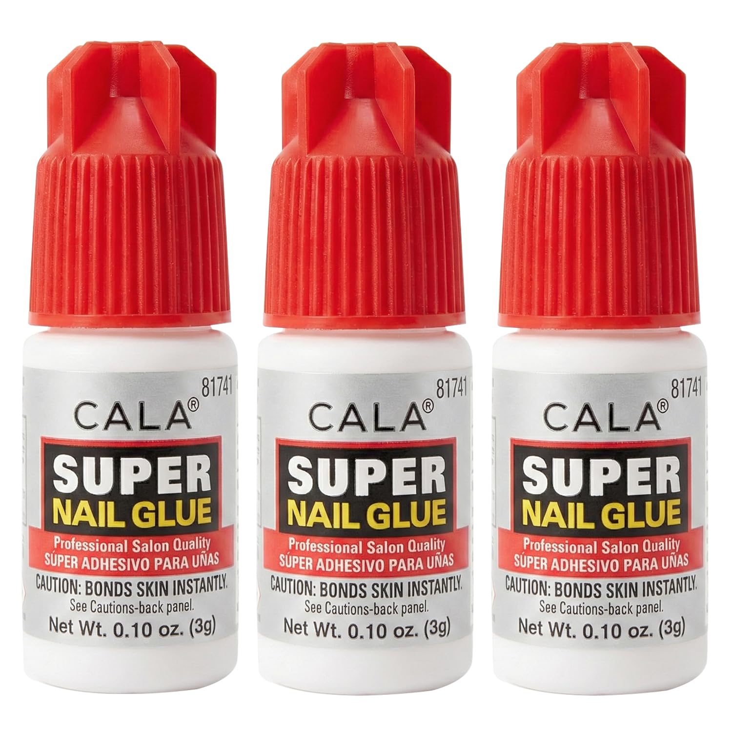 CALA Super Nail Glue – Professional Quick Dry Nail Glue Adhesive for False Nails, Tips & Art Accessories – Salon Quality Strong Hold for Natural Nail Repair (Pack of 3)