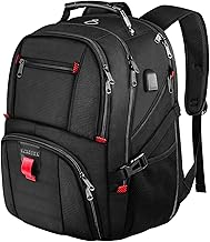 YOREPEK Travel Backpack, Extra Large 50L Laptop Backpacks for Men Women, Water Resistant College Backpacks Airline Approved Business Work Bag with USB Charging Port Fits 17 Inch Computer, Black