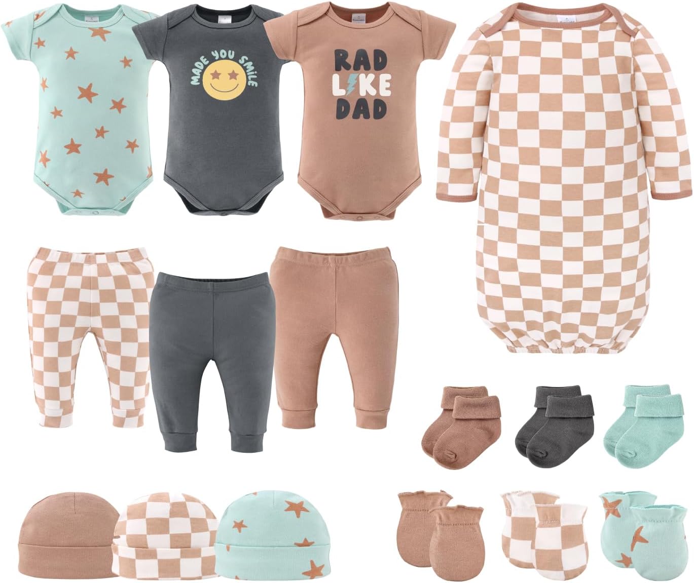 The Peanutshell Baby Layette Gift Set for Boys - 16 Piece New Born Gift Set, Baby Clothes & Newborn Essentials Must Haves - Newborn Clothes 0-3 Months - Skater Boy