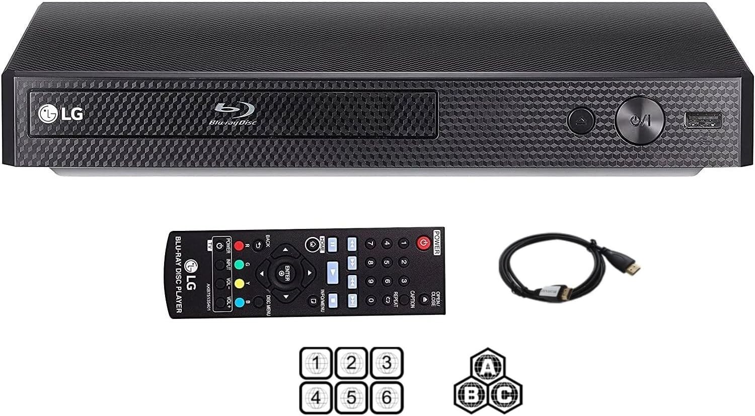 LG BP-250 Region free Blu-ray Player, Multi Region Smart 110-240 Volts, Dynastar 6 foot HDMI Bundle