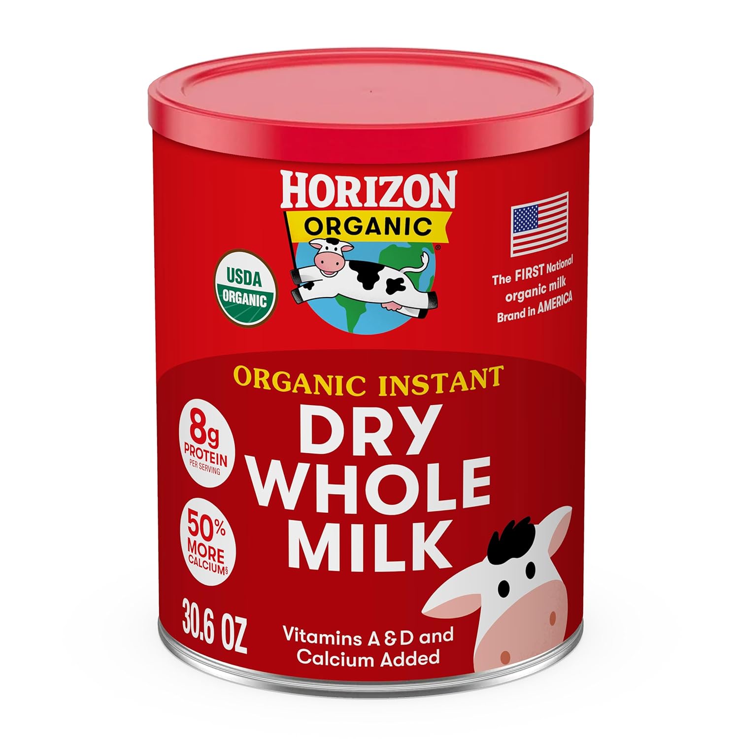 Horizon Organic Instant Dry Whole Milk Powder, Shelf Stable, Offers a Great Taste and Lasts Longer Than Regular Milk, 30.6 oz Canister