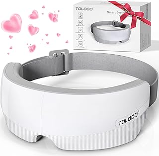TOLOCO Eye Massager with Heat, FSA/HSA Eligible Eye Mask Massager for Migraines with Bluetooth Music, Face Massager for Eye Strain, Improve Sleep, Wedding, Birthday Gifts for Women/Men