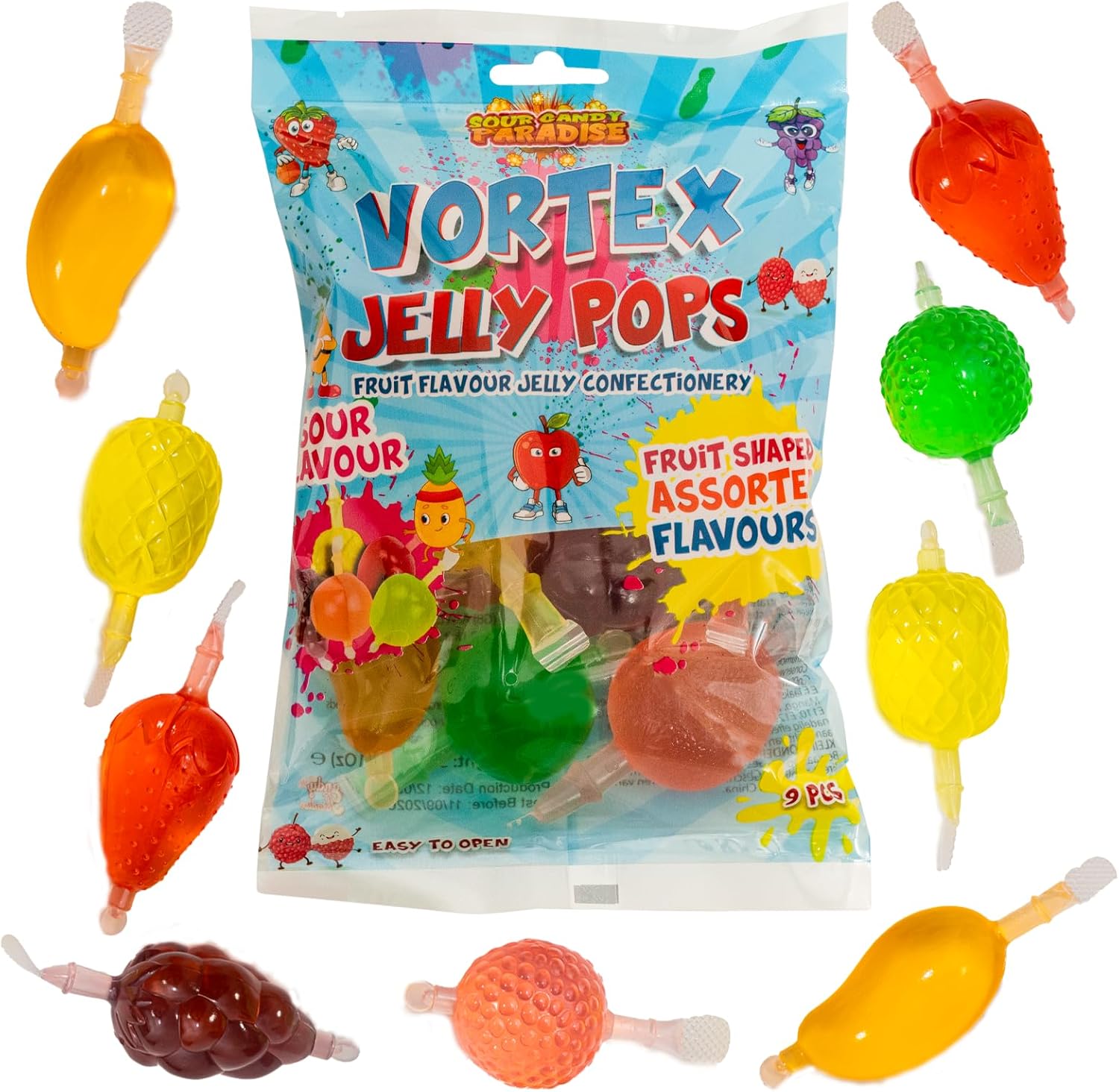 Candy Paradise Halal Sour Vortex Jelly Pops - Jelly Fruits - TikTok Jelly - Fruity Pops - Ice pops 315g (1)