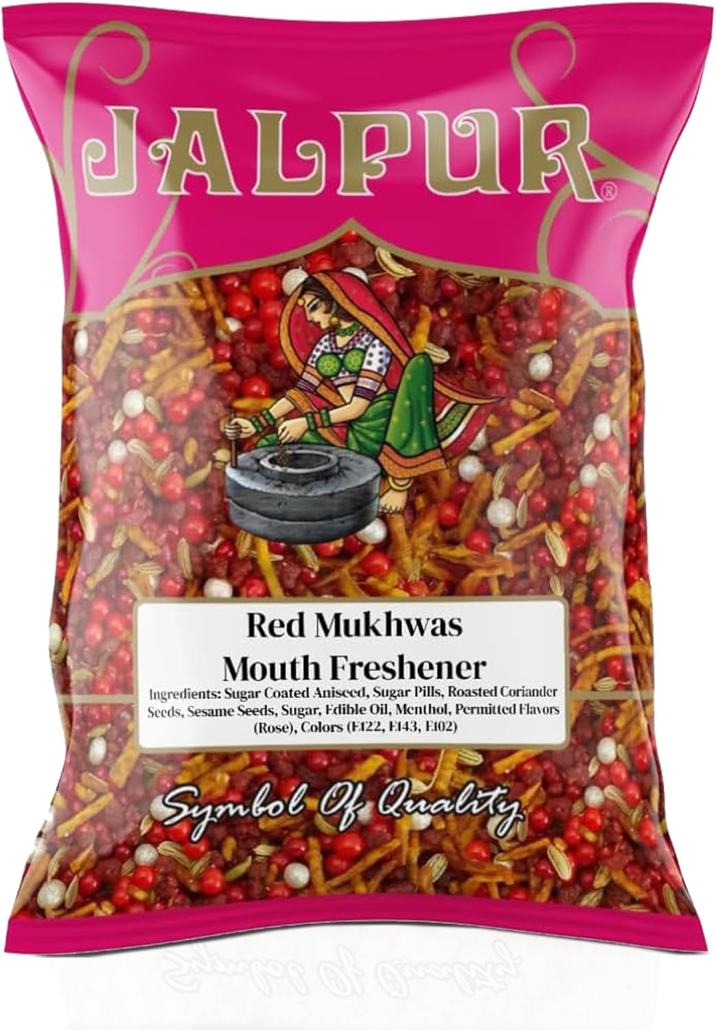 JALPUR MILLERS Red Mukhwas 100g – Traditional Indian Mouth Freshener, Sweet & Crunchy Digestive Mix with Fennel, Anise & Seeds – Ideal After-Meal Snack, Natural and Authentic Flavour, Premium Quality