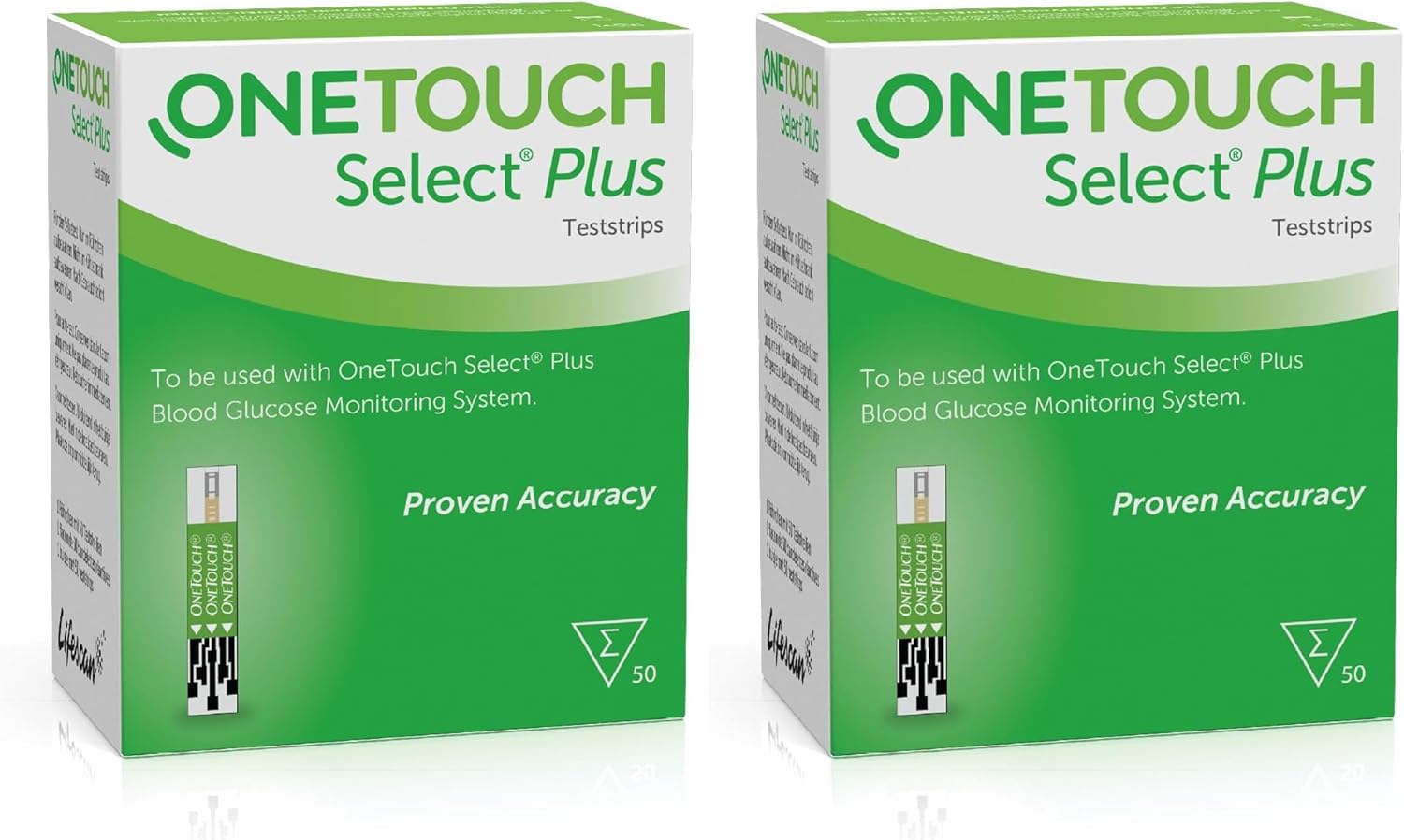 OneTouch Select® Plus Test Strips I 50 Tests I for Blood Glucose Monitoring with Diabetes I 2 Pack I 50 Test Strips Included