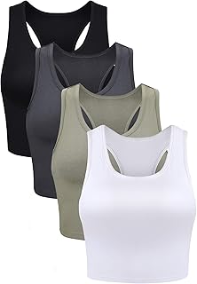Boao 4 Pieces Basic Crop Tank Tops Sleeveless Racerback Crop Top for Women