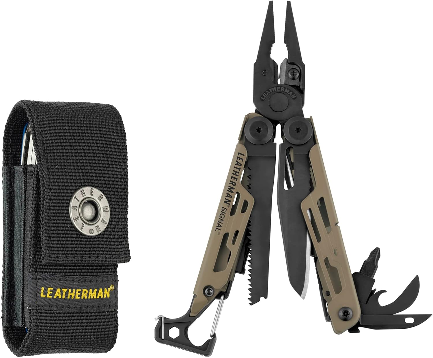 Leatherman Signal Multi-Tool - 19 Tools for Camping & Survival, Brown