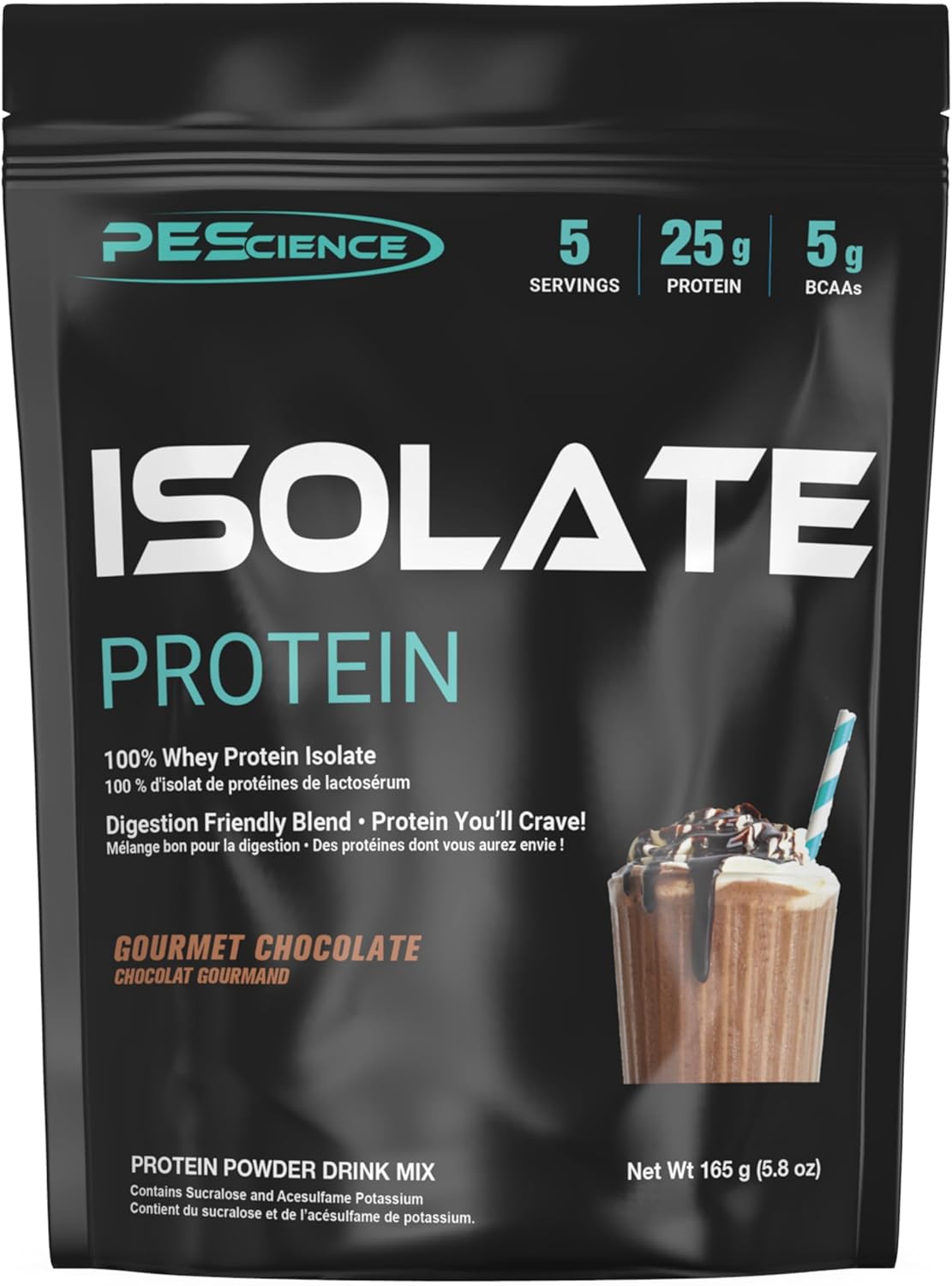 PEScience Whey Protein Isolate, Clean Protein Powder for Women and Men, Low Carb, Gluten Free, Fast Absorbing Post Workout Shake, Gourmet Chocolate, 5 Servings