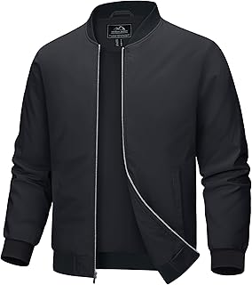 MAGCOMSEN Men's Bomber Jacket Lightweight Jacket Full Zip Light Windbreaker Casual Stylish Golf Jackets