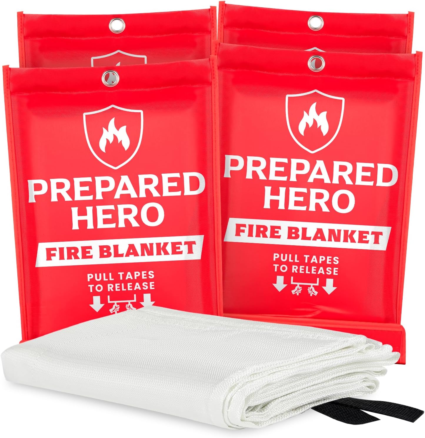Prepared Hero Emergency Fire Blanket - 4 Pack Suppression for Kitchen, 40” x Home, Fiberglass Blanket.