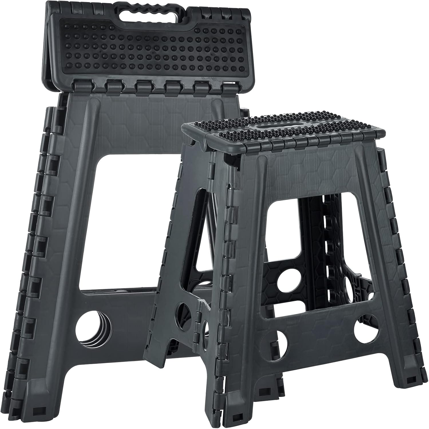 Rainberg 18 Inch Heavy Duty Folding Step Stool, Non-Slip Foldable Footstool for Toddlers, Folds Flat with Carry Handle, Space Saving Folding Stool Easy Carry Foldable stepping Stool for Indoor/Outdoor