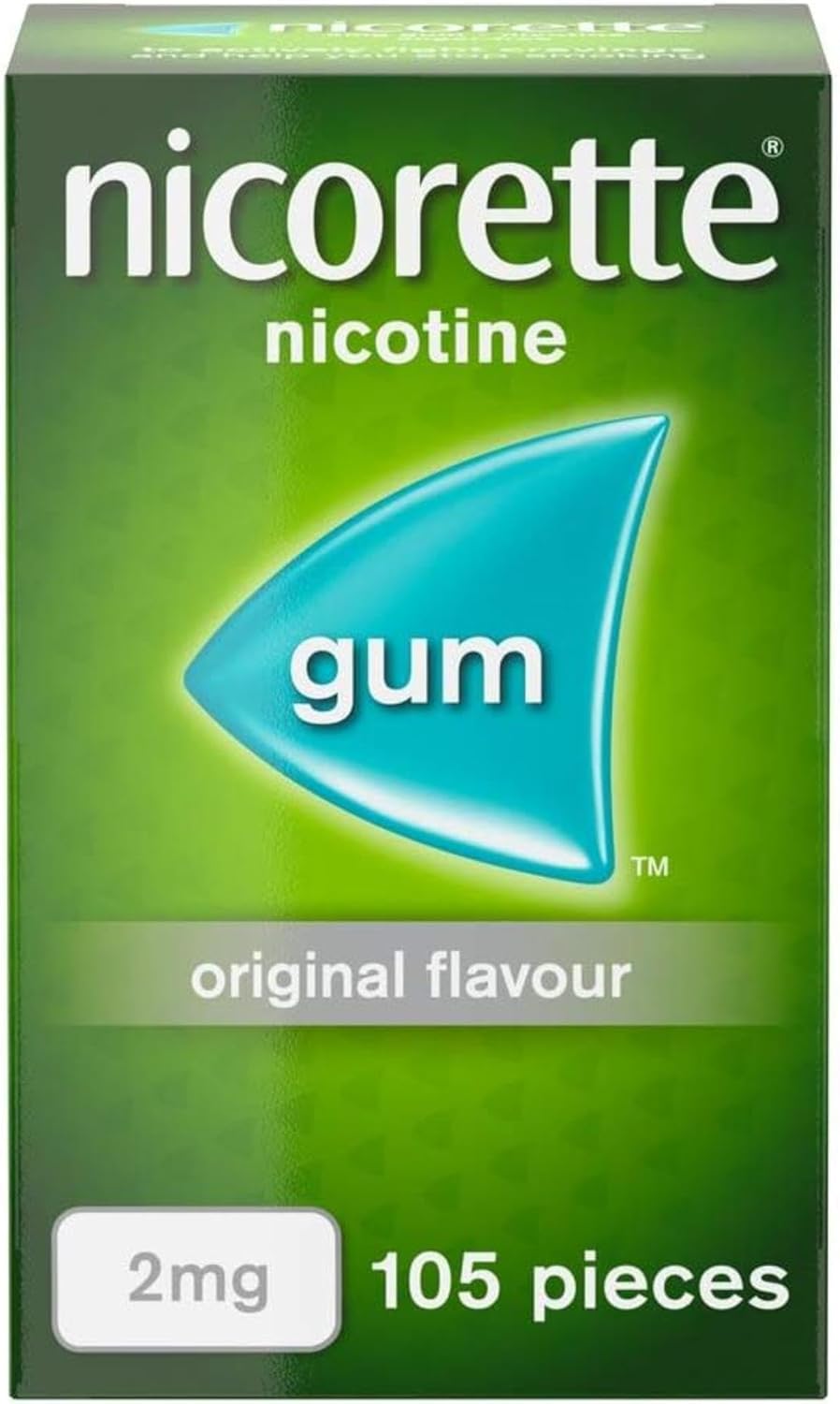 Nicorette 2mg Gum Original Flavour (105 Pieces), Discreet Stop Smoking and Stop Vaping Aid to Help you Quit For Good, Tackle Cravings and Withdrawal Symptoms, Nicotine Gum (Quit Smoking or Vaping)