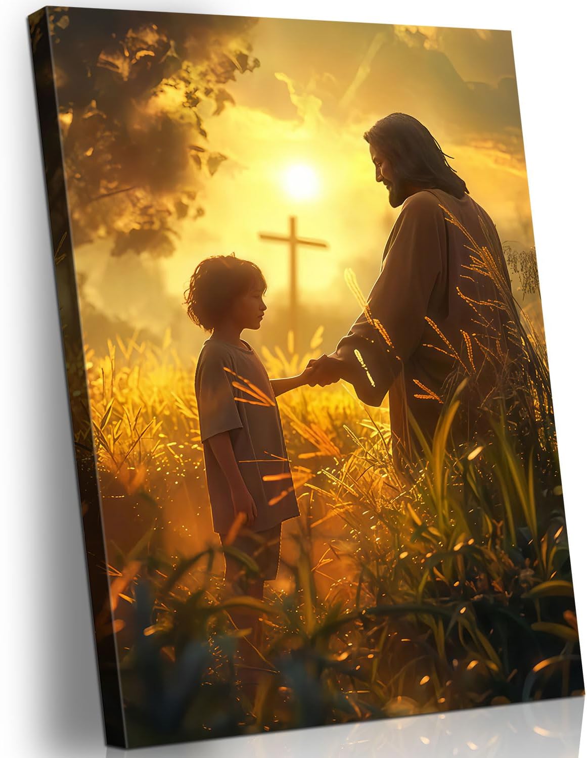NCYEL Jesus and Child Wall Art Religious Decor Painting Christian Canvas Print Faith Poster Mural Artwork Gallery Style Picture Living Room Bedroom Church Decor 12x16 Inch