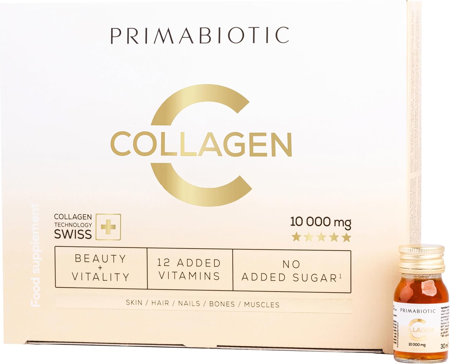Primabiotic - Collagen Pack 30 Bottles 30 ml - High Collagen Content [10,000 mg] -Hydrolyzed - 900 ml - Absorption 95%