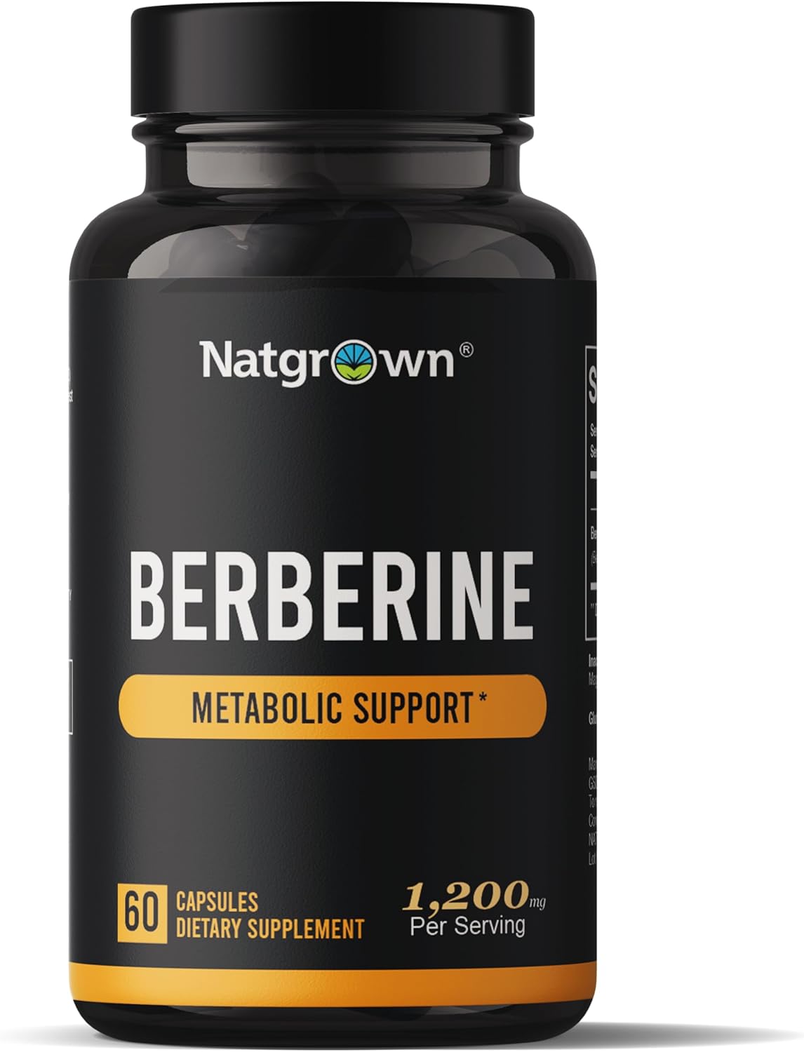 Natgrown Berberine Supplement - Berberine HCl 1200 mg Per Serving - Vegan, Gluten Free, Non-GMO - 60 Capsules