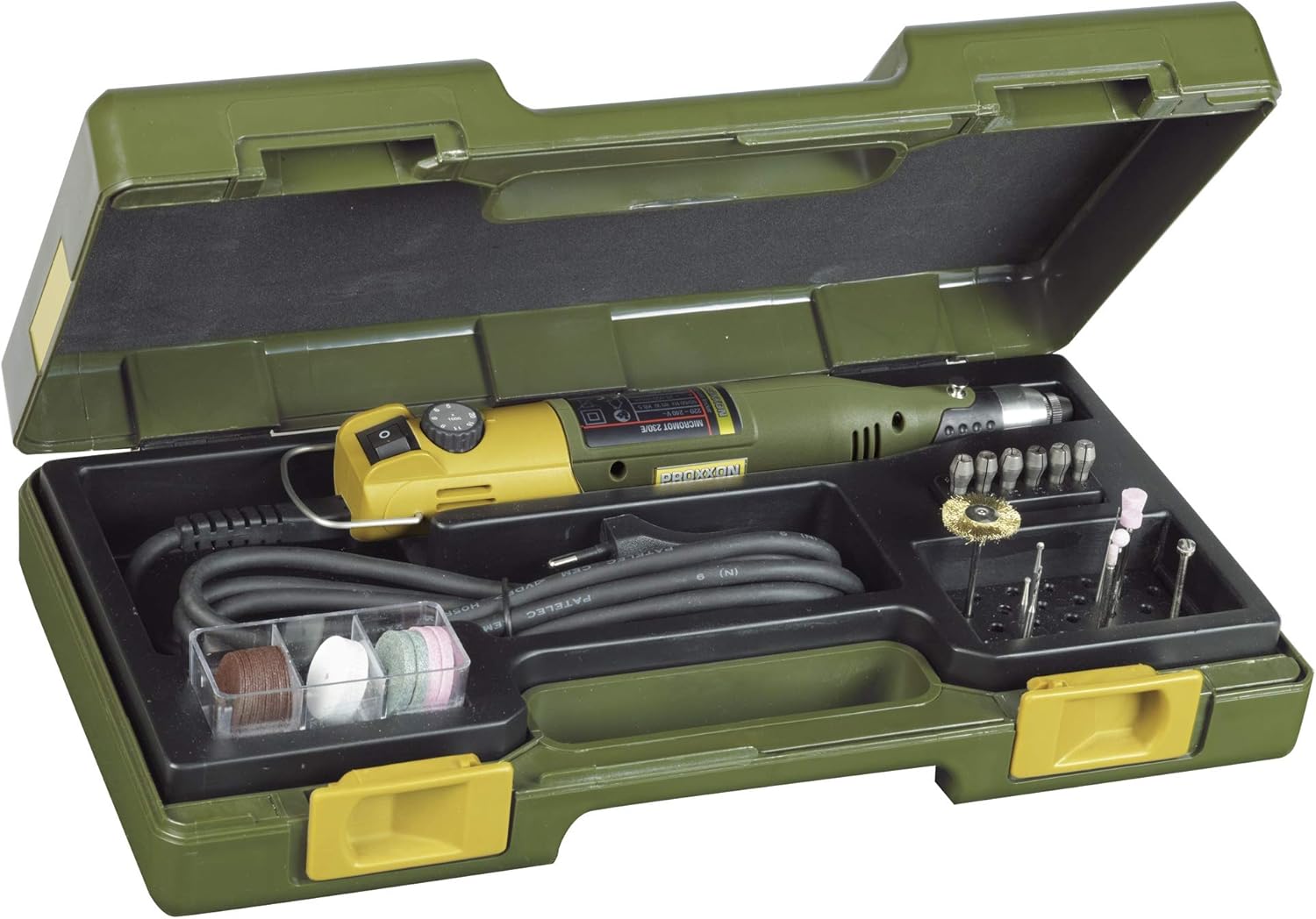 Proxxon 28430 Micromot 230/E Drill and Milling Tool Set with 34 Tools in Case 230 Volt Handheld Device