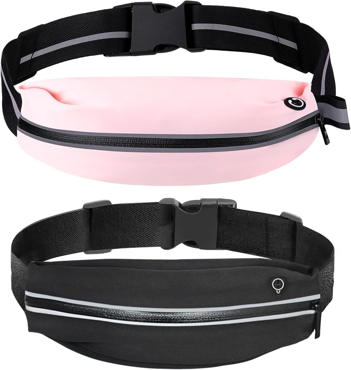 Running Belt, 2PCS Runners Fanny Pack for Women and Men, Sweatproof Waistpacks with Headphone Port, Water Resistant Running Waist Reflective Run Waist Belt for Running and Outdoor Sports(2 Colors)