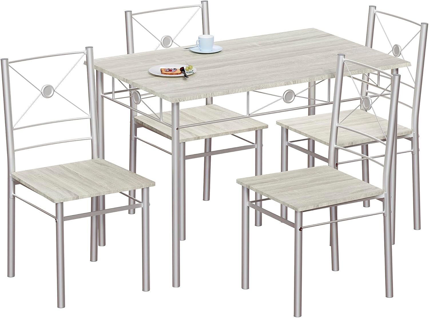 Vida Designs Roslyn Dining Table and Chair Set, Kitchen Breakfast Modern Contemporary Furniture Set (Oak, 4 Seater)