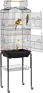Yaheetech 64-inch Play Open Top Medium Small Bird Cage with Detachable Rolling Stand for Parrot Lovebirds Finches Canaries Parakeets Cockatiels Budgie Parrotlet Conures