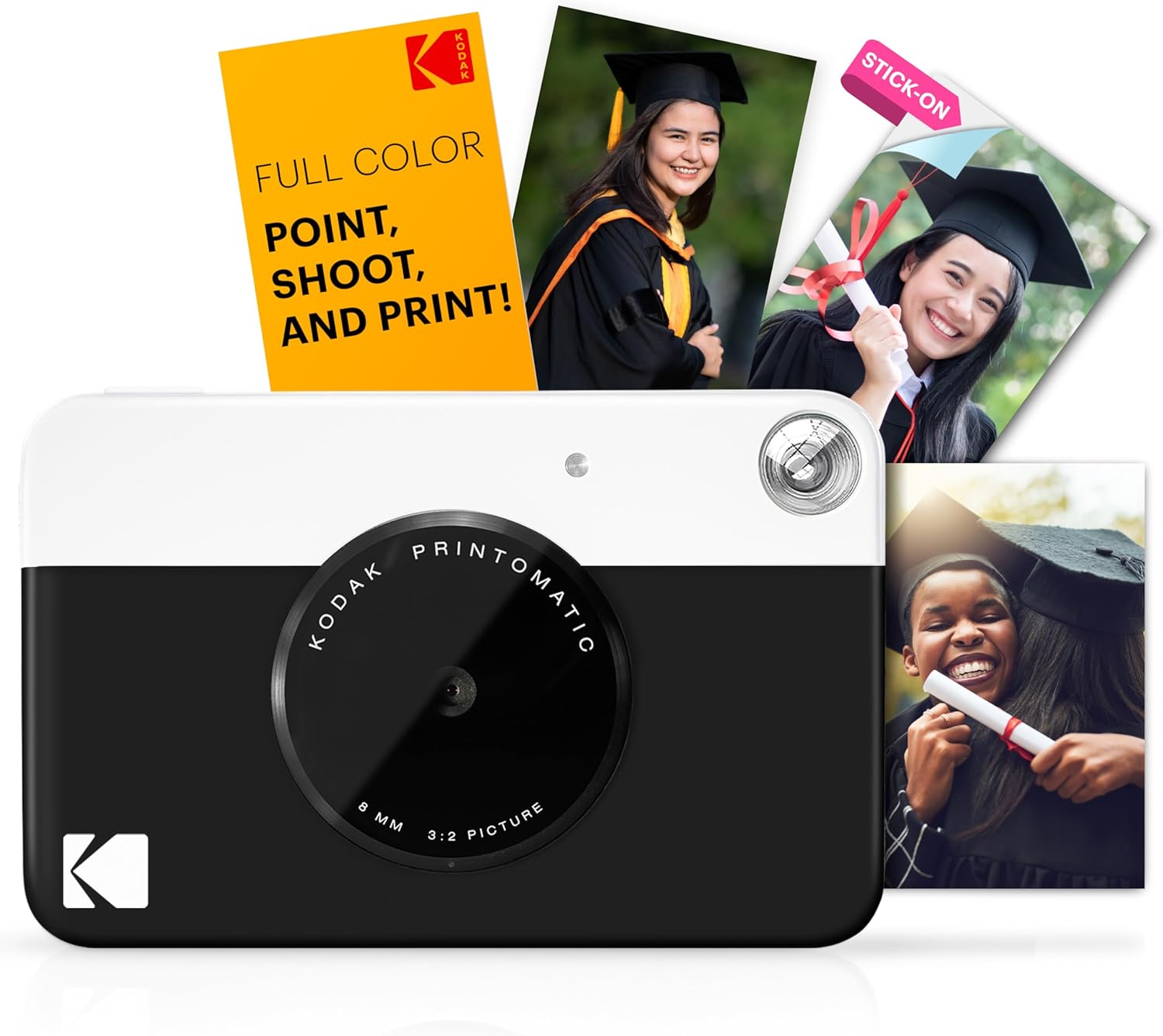 KODAK Printomatic Full-Color Instant Print Digital Camera - Zink 2x3" Sticky-Back Photo Paper - 5MP, Portable, Creative Fun Gift for Birthday, Christmas, Holiday - Black