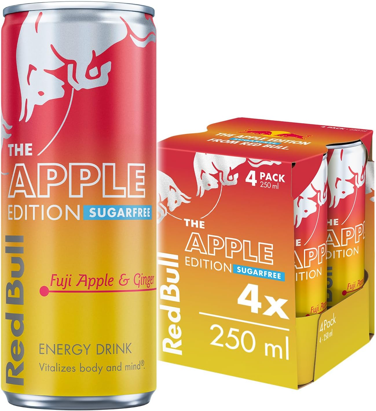 Red Bull Winter Edition Sugarfree Fuji Apple & Ginger Energy Drink 250ml 4 pack