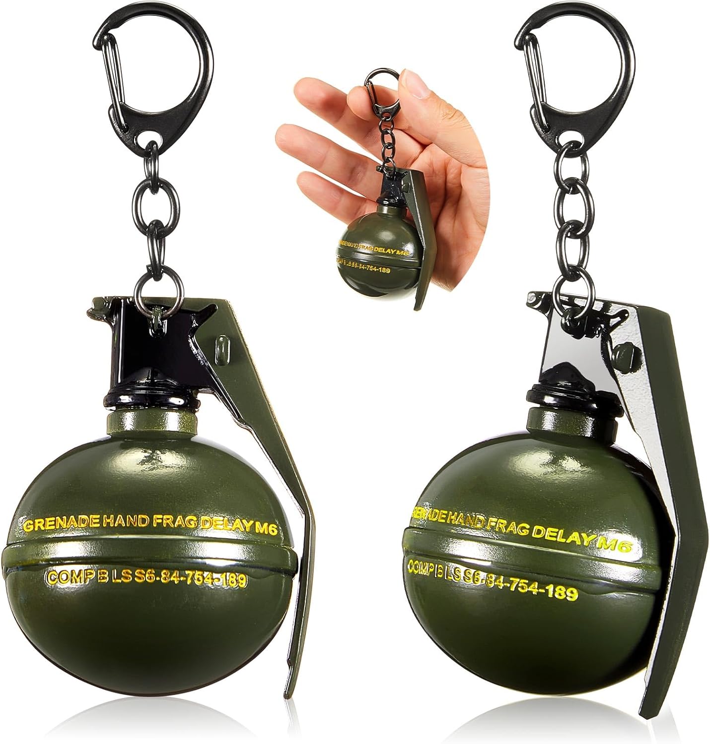 Ecally 2 Pcs Frag Grenade Keychain Heavy Duty Bomb Alloy Cool Keychain for Jewelry Making Accessories Men Women