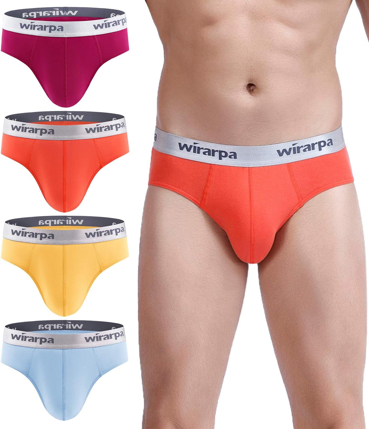 wirarpa Mens Briefs Underpants Cotton Soft Wide Waistband Underwear Basic No Fly