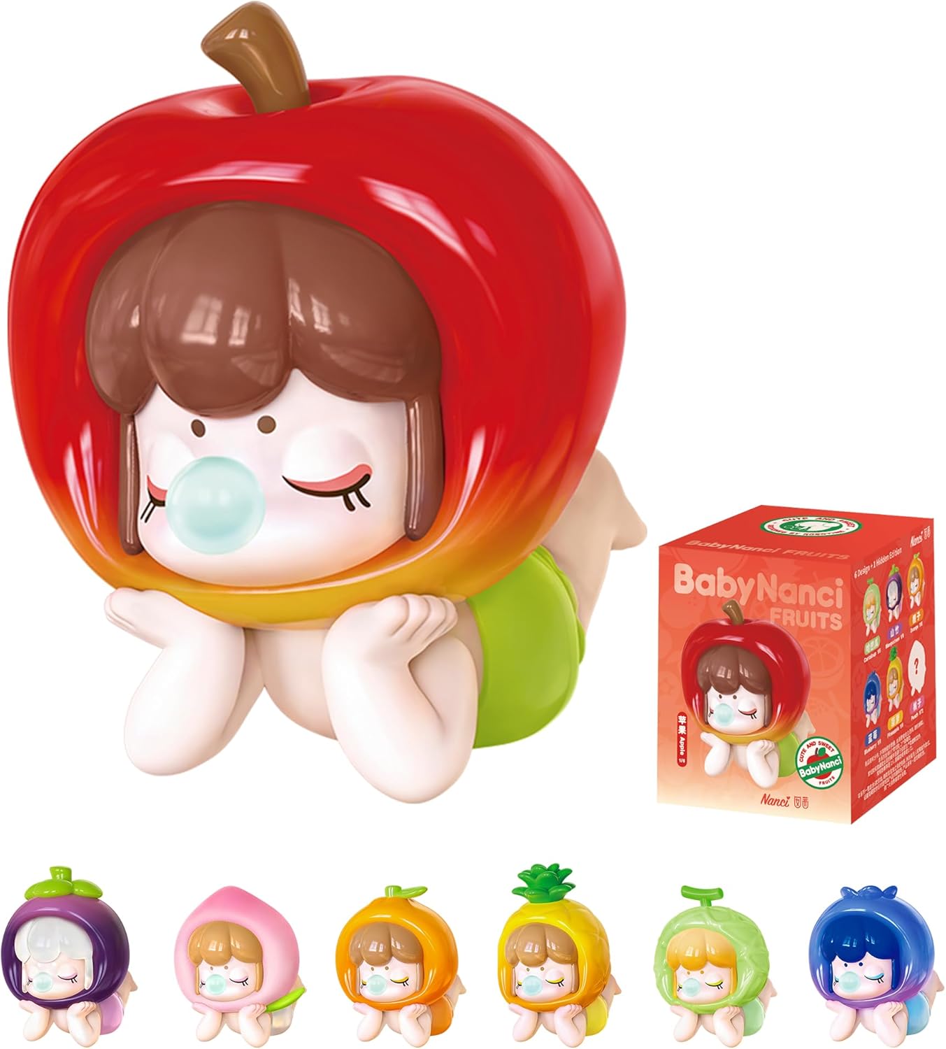 ROBOTIME Baby Nanci Fruits Nanci Blind Box Cute Kawaii Action Figure Blind Bags Collectible Toy Single Doll Creative Gifts for Girls and Women（1PC）